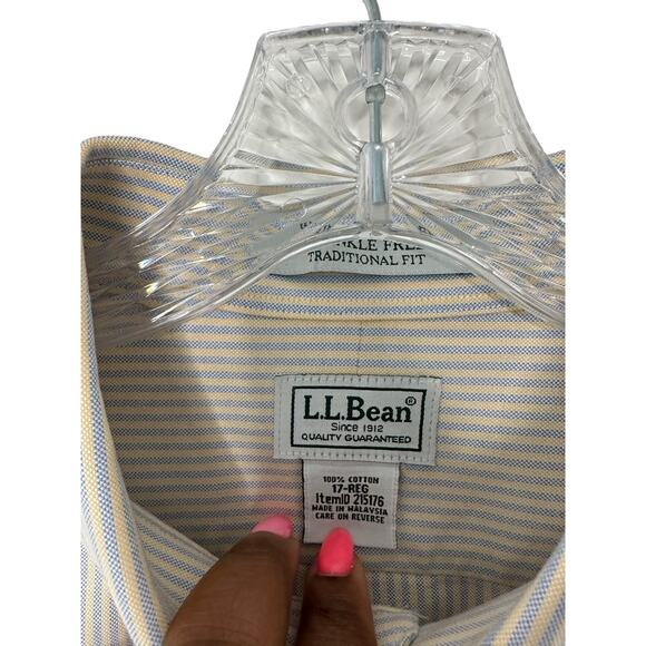 L.L. Bean Men's Striped Wrinkle Free Traditional Fit Button Down Shirt Size 17R - Picture 2 of 10